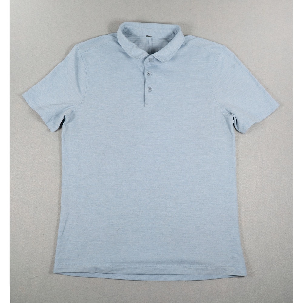 Lululemon Evolution Polo Shirt Mens Light Blue Heathered Short Sleeve Golf Top image 2